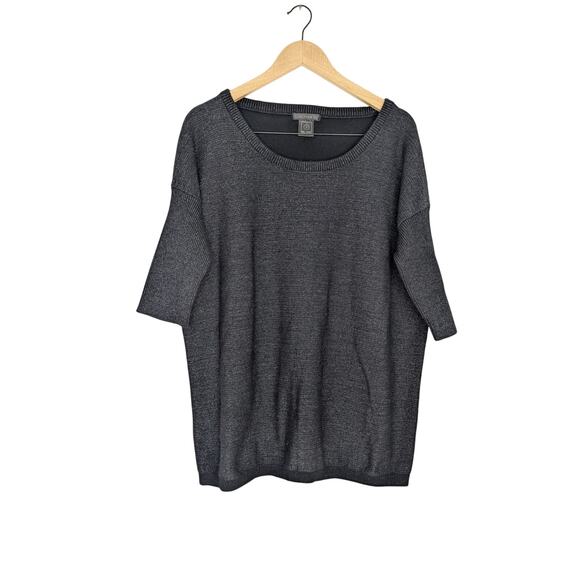 Lan Jaenicke Cotton Metallic Relaxed Fit Half Sleeve Sweater - Picture 1 of 8